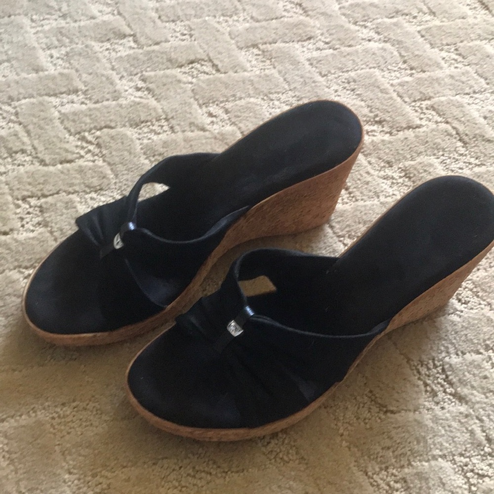 Black Wedge Sandals
